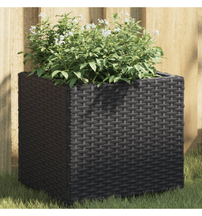 Jardinière noir 36x30x32 cm résine tressée | Mobilier & Déco