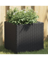 Jardinière noir 36x30x32 cm résine tressée | Mobilier & Déco