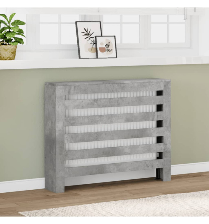 Cache-radiateur gris béton 104x20x82 cm bois d'ingénierie | Mobilier & Déco