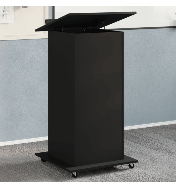 Pupitre et roues et tiroir noir 55x55x107 cm bois d'ingénierie | Mobilier & Déco