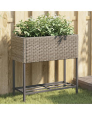 Jardinières avec étagère 2 pcs gris 70x28x70 cm résine tressée | Mobilier & Déco