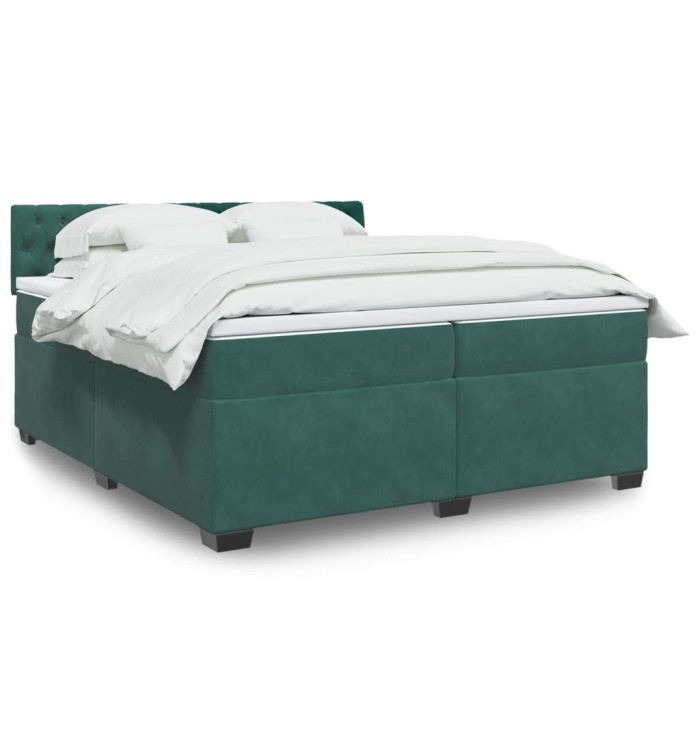 Sommier à lattes de lit et matelas Vert foncé 200x200cm Velours | Mobilier & Déco