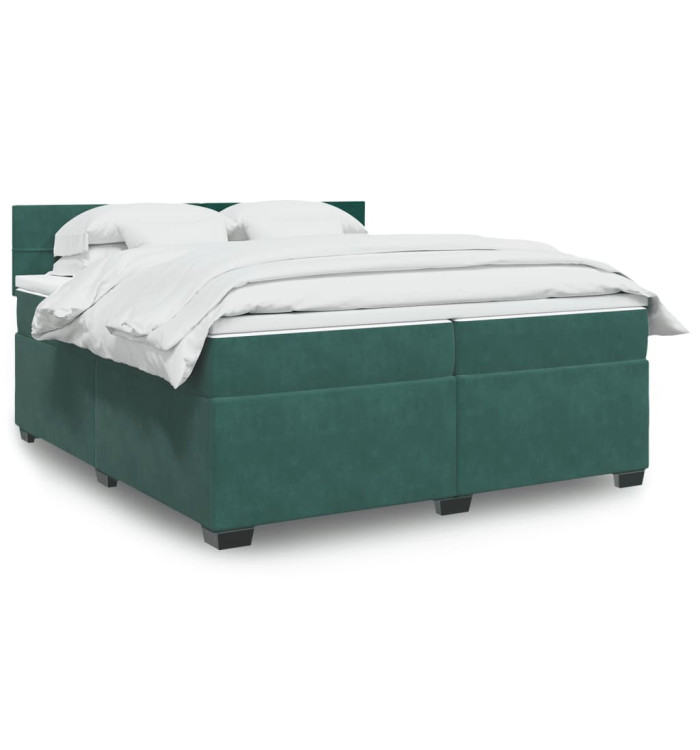 Sommier à lattes de lit et matelas Vert foncé 200x200cm Velours | Mobilier & Déco
