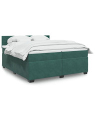 Sommier à lattes de lit et matelas Vert foncé 200x200cm Velours | Mobilier & Déco