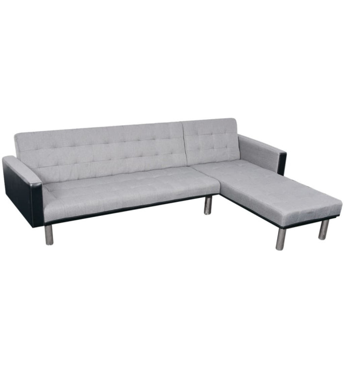 Canapé-lit en forme de L tissu noir et gris | Mobilier & Déco