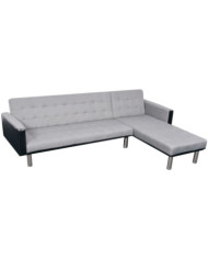 Canapé-lit en forme de L tissu noir et gris | Mobilier & Déco
