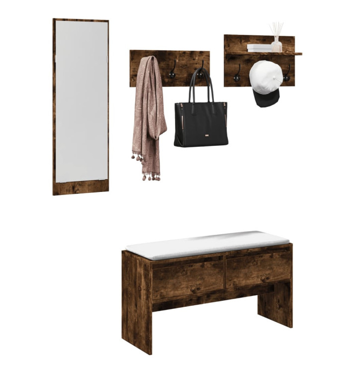 Ensemble de meubles de couloir 4 pcs chêne fumé bois ingénierie | Mobilier & Déco