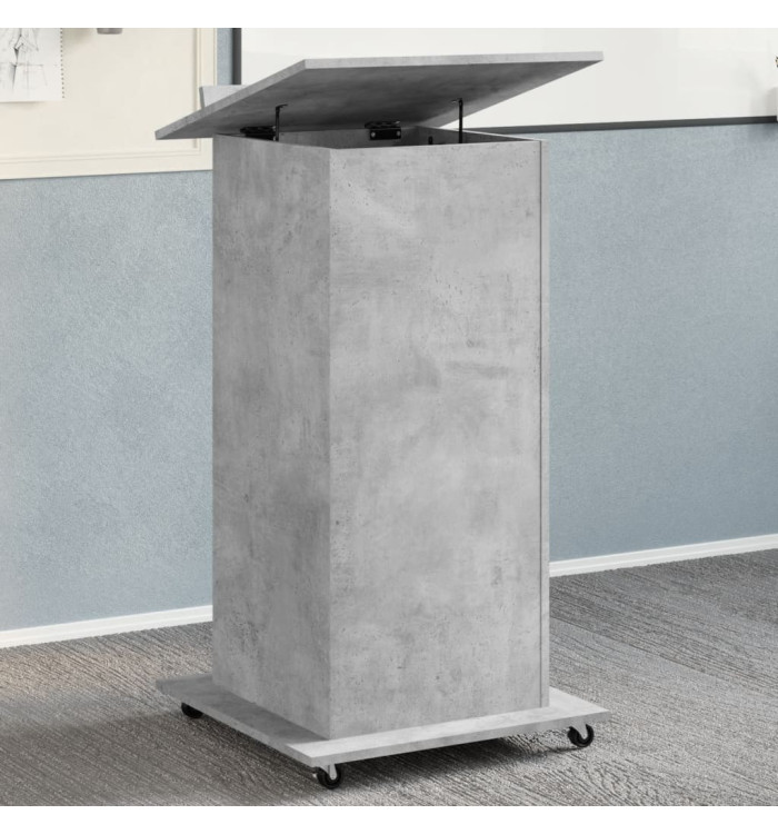 Pupitre avec roues et tiroir gris béton bois d'ingénierie | Mobilier & Déco