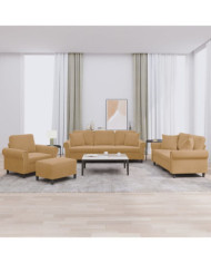 Ensemble de canapés 4 pcs avec coussins marron velours | Mobilier & Déco