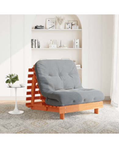 Canapé-lit futon avec matelas 80x206x11 cm bois massif de pin | Mobilier & Déco