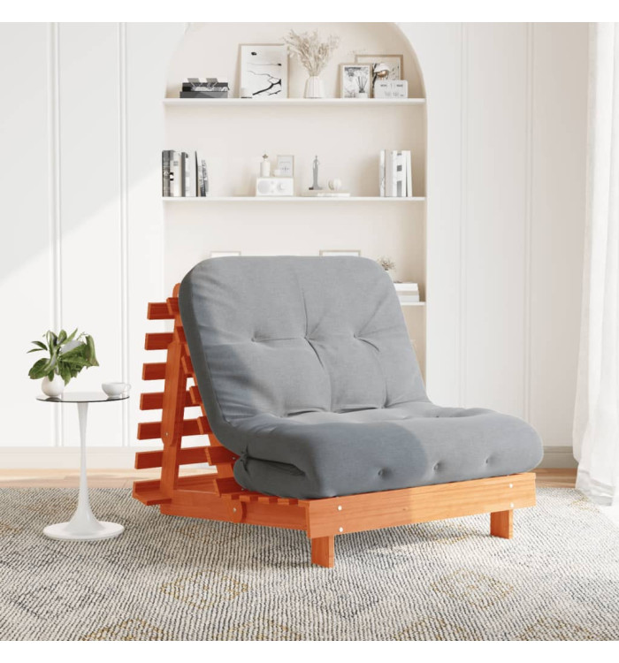 Canapé-lit futon avec matelas 80x206x11 cm bois massif de pin | Mobilier & Déco