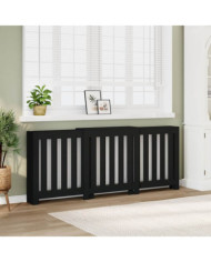 Cache-radiateur noir 205x21,5x83,5 cm bois d'ingénierie | Mobilier & Déco