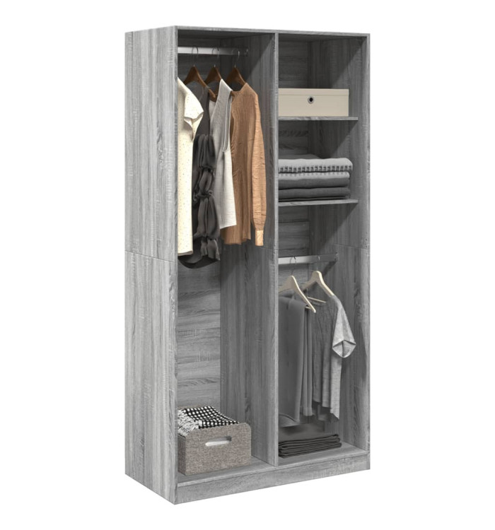 Garde-robe sonoma gris 100x50x200 cm bois d'ingénierie | Mobilier & Déco