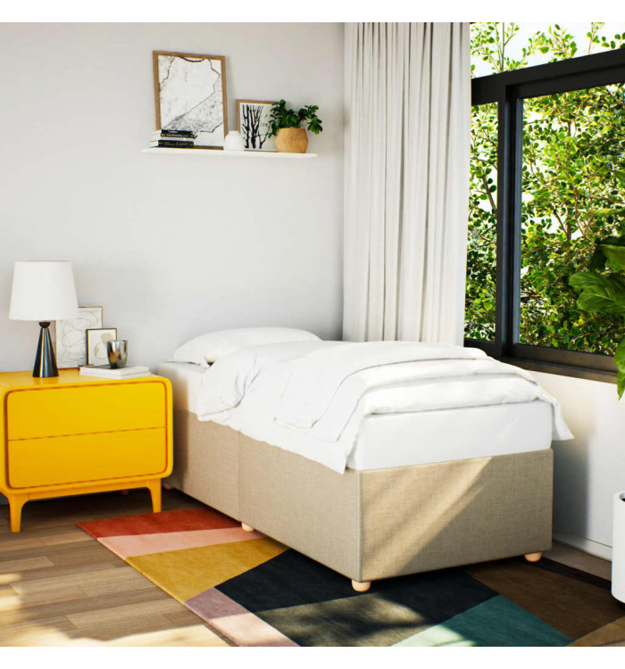Cadre de lit sans matelas crème 90x200 cm tissu | Mobilier & Déco