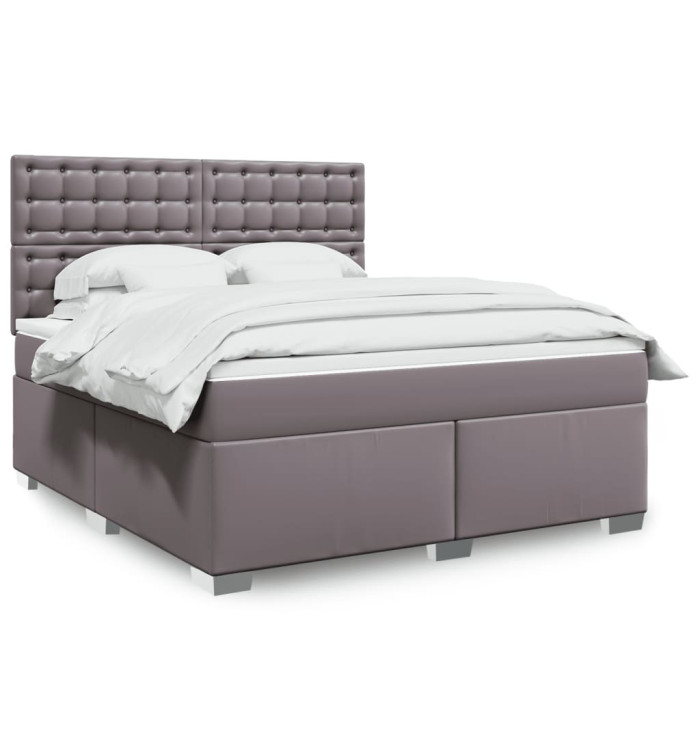 Sommier à lattes de lit avec matelas Gris 180x200 cm Similicuir | Mobilier & Déco