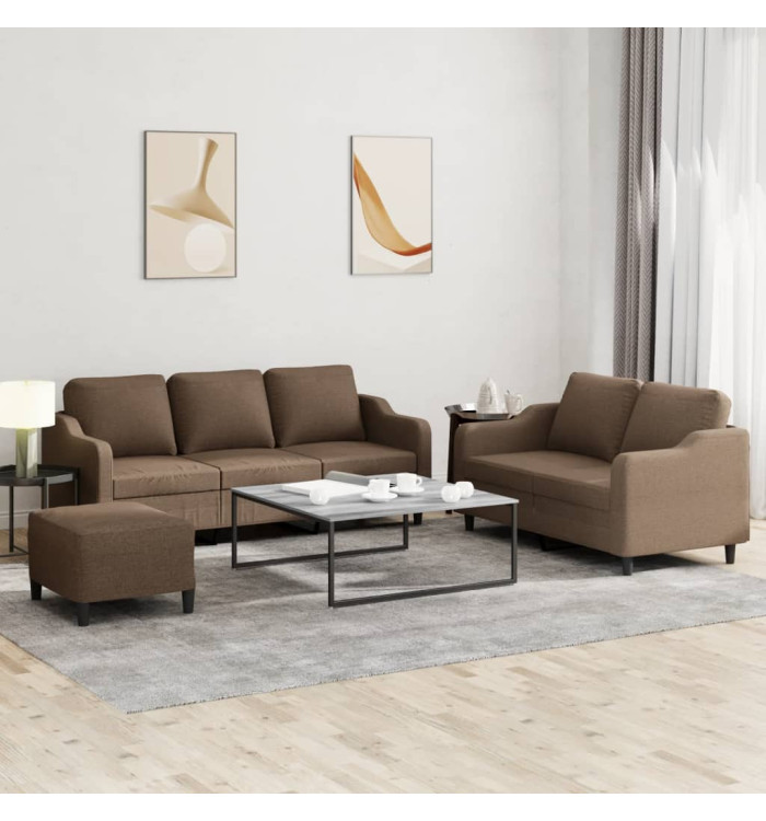 Ensemble de canapés 3 pcs avec coussins Marron Tissu | Mobilier & Déco