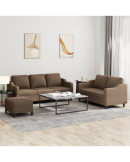 Ensemble de canapés 3 pcs avec coussins Marron Tissu | Mobilier & Déco