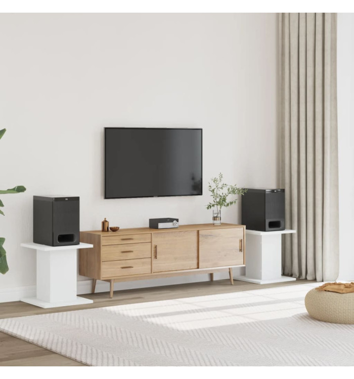 Supports de haut-parleurs 2 pcs blanc bois d'ingénierie | Mobilier & Déco