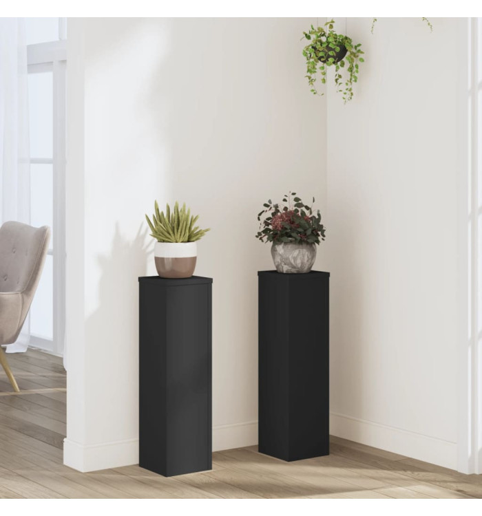 Supports pour plantes 2 pcs noir 17x17x60 cm bois d'ingénierie | Mobilier & Déco