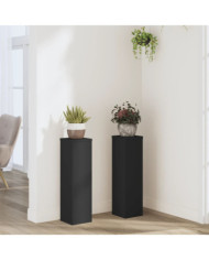 Supports pour plantes 2 pcs noir 17x17x60 cm bois d'ingénierie | Mobilier & Déco