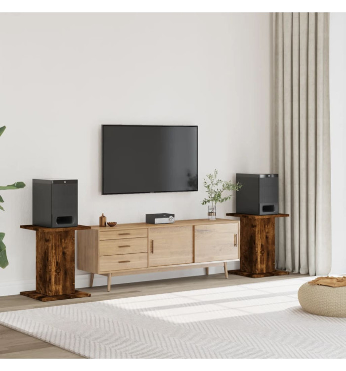 Supports de haut-parleurs 2 pcs chêne fumé bois d'ingénierie | Mobilier & Déco