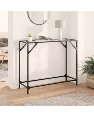Table console avec dessus en verre transparent 98x35x81cm acier | Mobilier & Déco