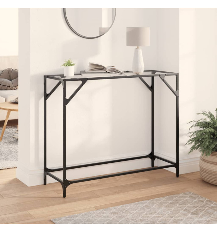 Table console avec dessus en verre transparent 98x35x81cm acier | Mobilier & Déco