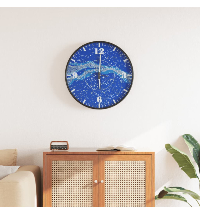 Horloge murale et échelles et aiguilles lumineuses bleu Ø30 cm | Mobilier & Déco