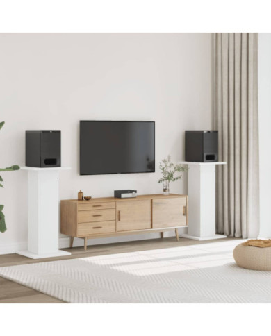 Supports de haut-parleurs 2 pcs blanc bois d'ingénierie | Mobilier & Déco