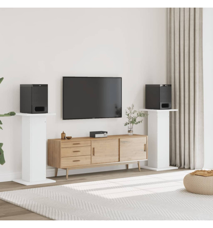 Supports de haut-parleurs 2 pcs blanc bois d'ingénierie | Mobilier & Déco