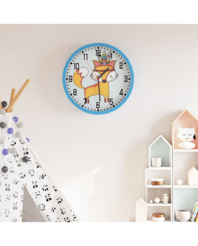 Horloge murale bleu Ø25,5 cm polystyrène et verre | Mobilier & Déco