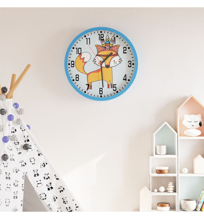 Horloge murale bleu Ø25,5 cm polystyrène et verre | Mobilier & Déco