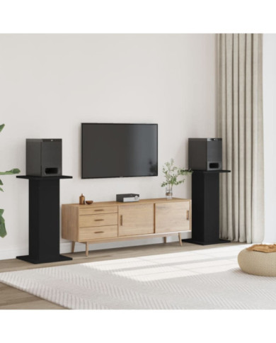 Supports de haut-parleurs 2 pcs noir bois d'ingénierie | Mobilier & Déco