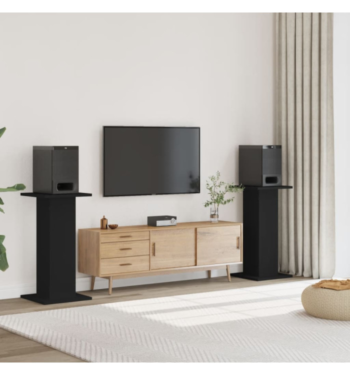 Supports de haut-parleurs 2 pcs noir bois d'ingénierie | Mobilier & Déco