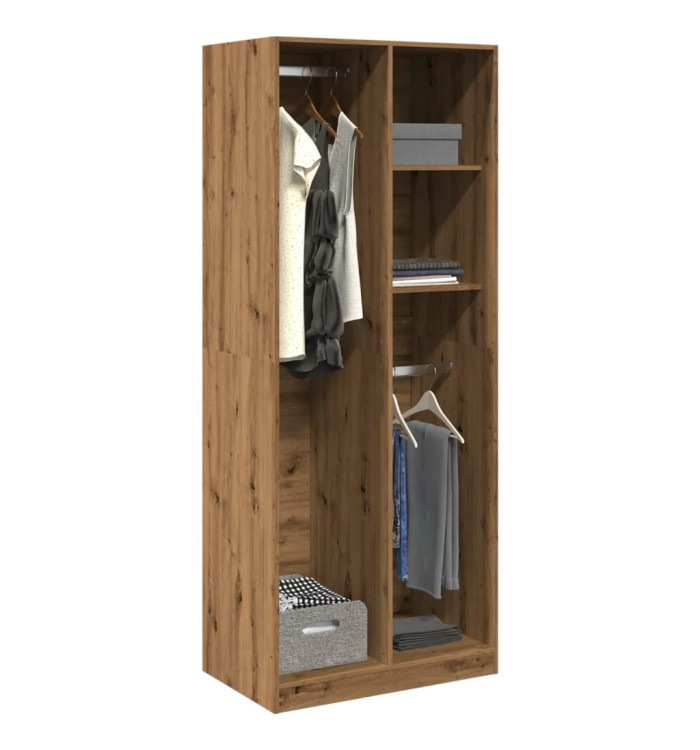 Garde-robe chêne artisanal 80x50x200 cm bois d'ingénierie | Mobilier & Déco