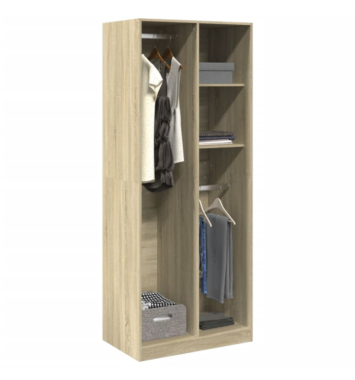 Garde-robe chêne sonoma 80x50x200 cm bois d'ingénierie | Mobilier & Déco