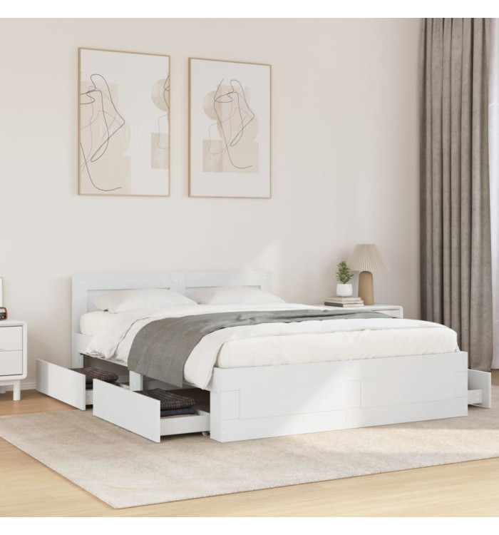 Cadre de lit et tête de lit sans matelas blanc 135x190 cm | Mobilier & Déco