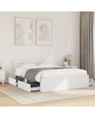 Cadre de lit et tête de lit sans matelas blanc 135x190 cm | Mobilier & Déco