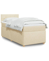 Sommier à lattes de lit avec matelas Crème 90x200 cm Tissu | Mobilier & Déco