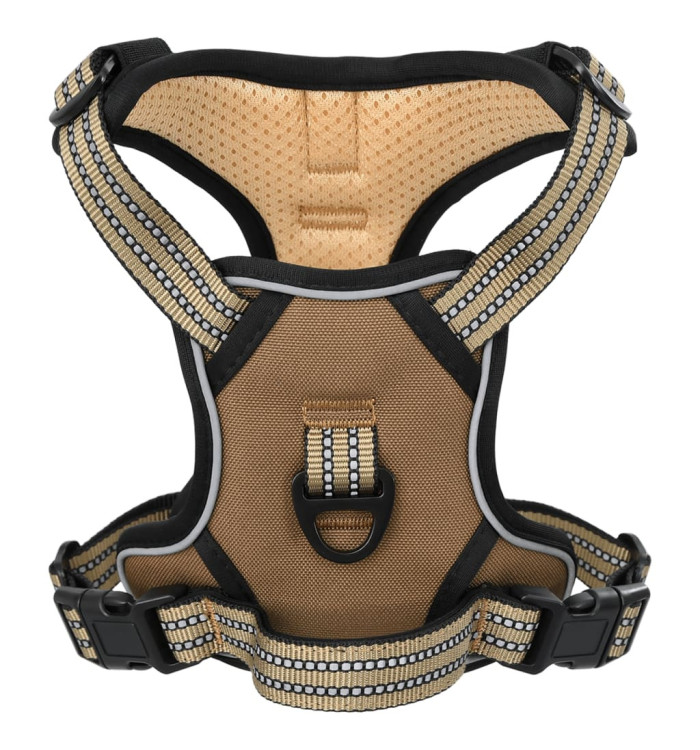 Harnais pour chien avec laisse et collier réglables marron S | Mobilier & Déco