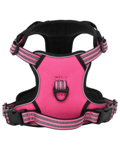 Harnais pour chien avec laisse et collier réglables rose L | Mobilier & Déco