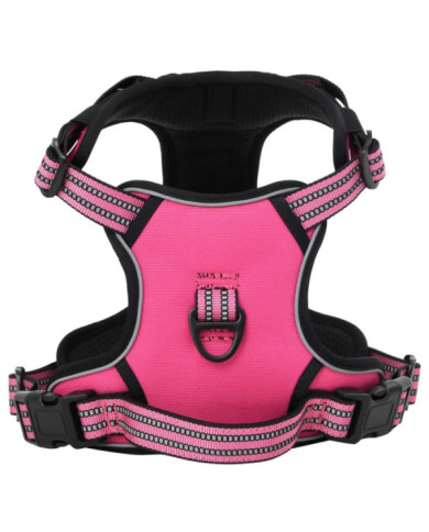 Harnais pour chien avec laisse et collier réglables rose M | Mobilier & Déco