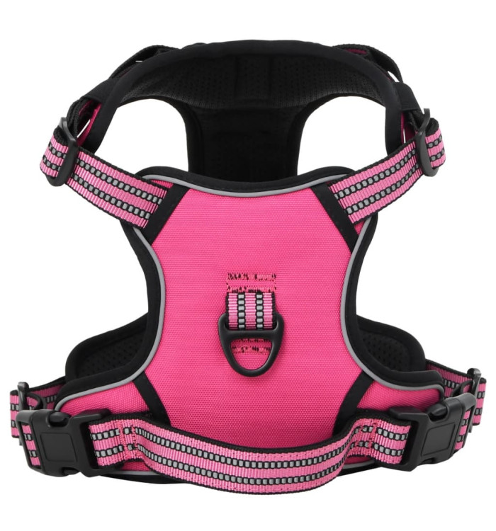 Harnais pour chien avec laisse et collier réglables rose M | Mobilier & Déco