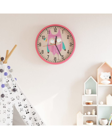 Horloge murale rose Ø25,5 cm polystyrène et verre | Mobilier & Déco