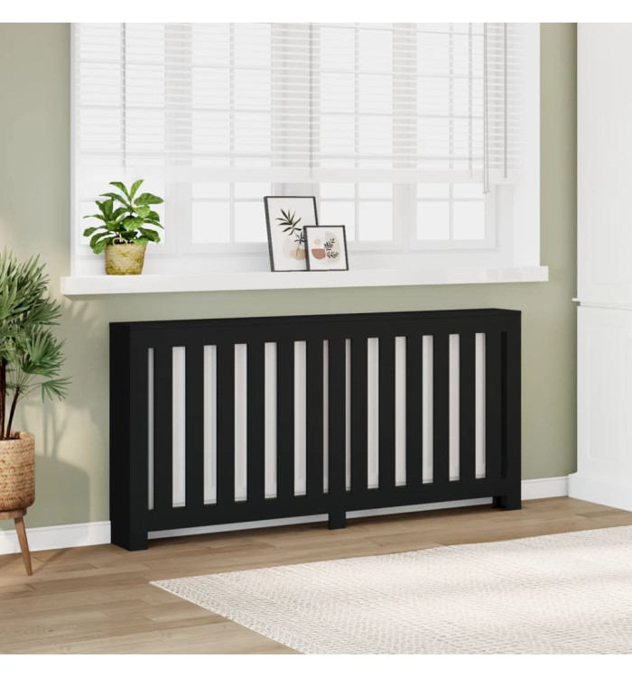 Cache-radiateur noir 175x20x82 cm bois d'ingénierie | Mobilier & Déco