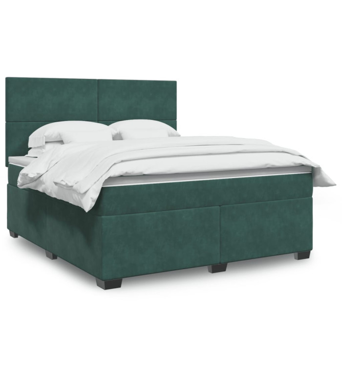 Sommier à lattes de lit et matelas Vert foncé 180x200cm Velours | Mobilier & Déco