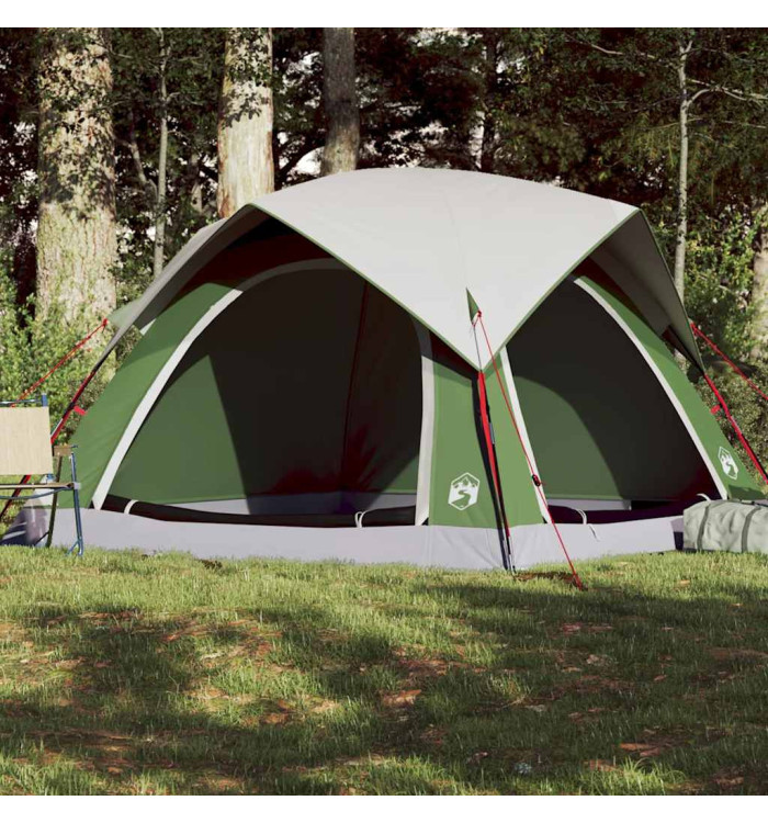 Tente de camping de cabine 4 personnes vert imperméable | Mobilier & Déco