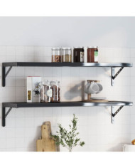 Supports d'étagères 4 pcs 30x2,5x15,5 cm noir acier inoxydable | Mobilier & Déco