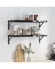 Étagères murales 2 pcs 75x30 cm noir acier inoxydable | Mobilier & Déco