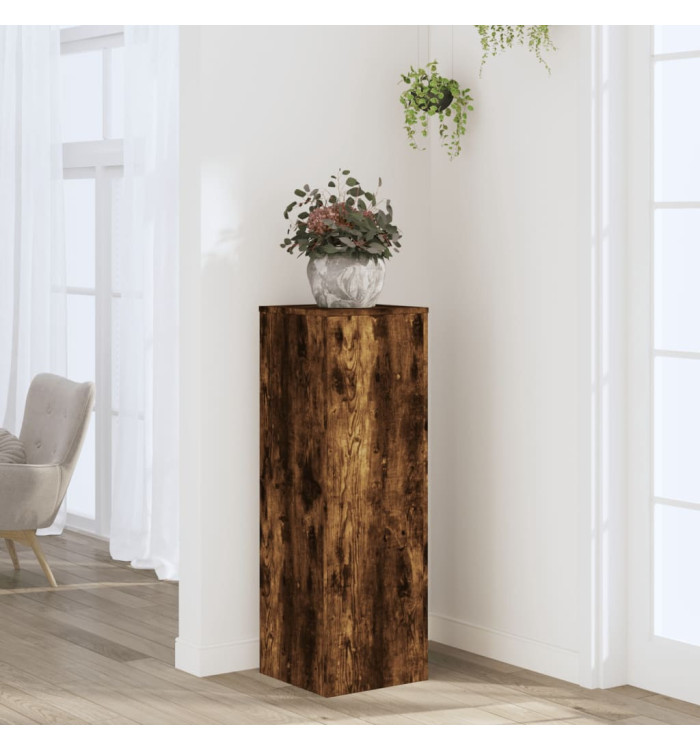 Support pour plantes chêne fumé 33x33x100 cm bois d'ingénierie | Mobilier & Déco